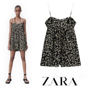 ZARA | Black | PRINTED JUMPSUIT WITH METALLIC  THREAD